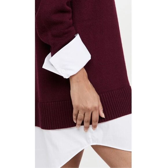 Cinq à Sept Santina Dress Burgundy Red Shirt Sleeves/Hem Sweater Dress Womens XS - Picture 4 of 14
